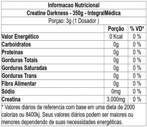 Darkness Creatina Monohidratada Sem Sabor 350g