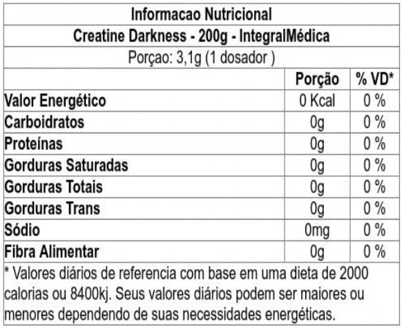 Darkness Creatina Creapure Sem Sabor 200g