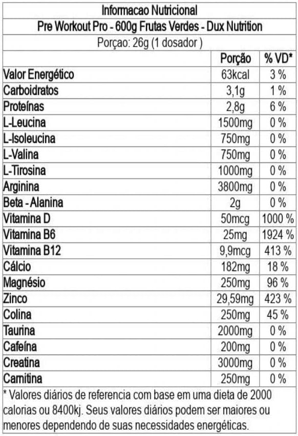 DUX Pre Treino Pro 600g