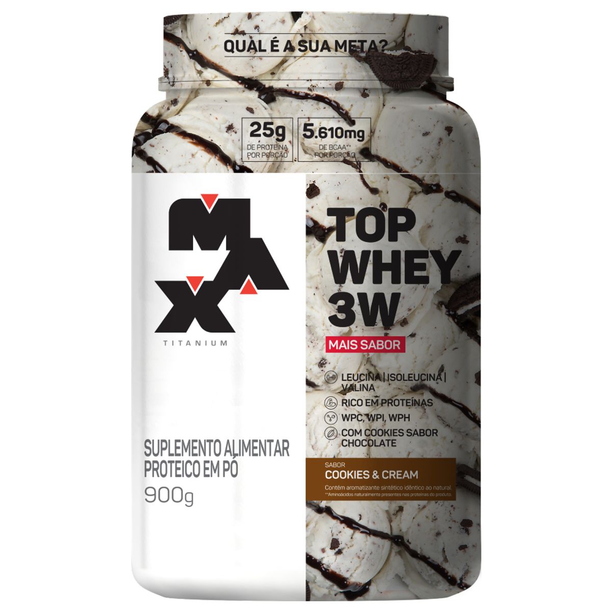 Max Titanium Top Whey 3W +Sabor 900g