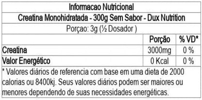 DUX Creatina Monohidratada Sabor Neutro 300g